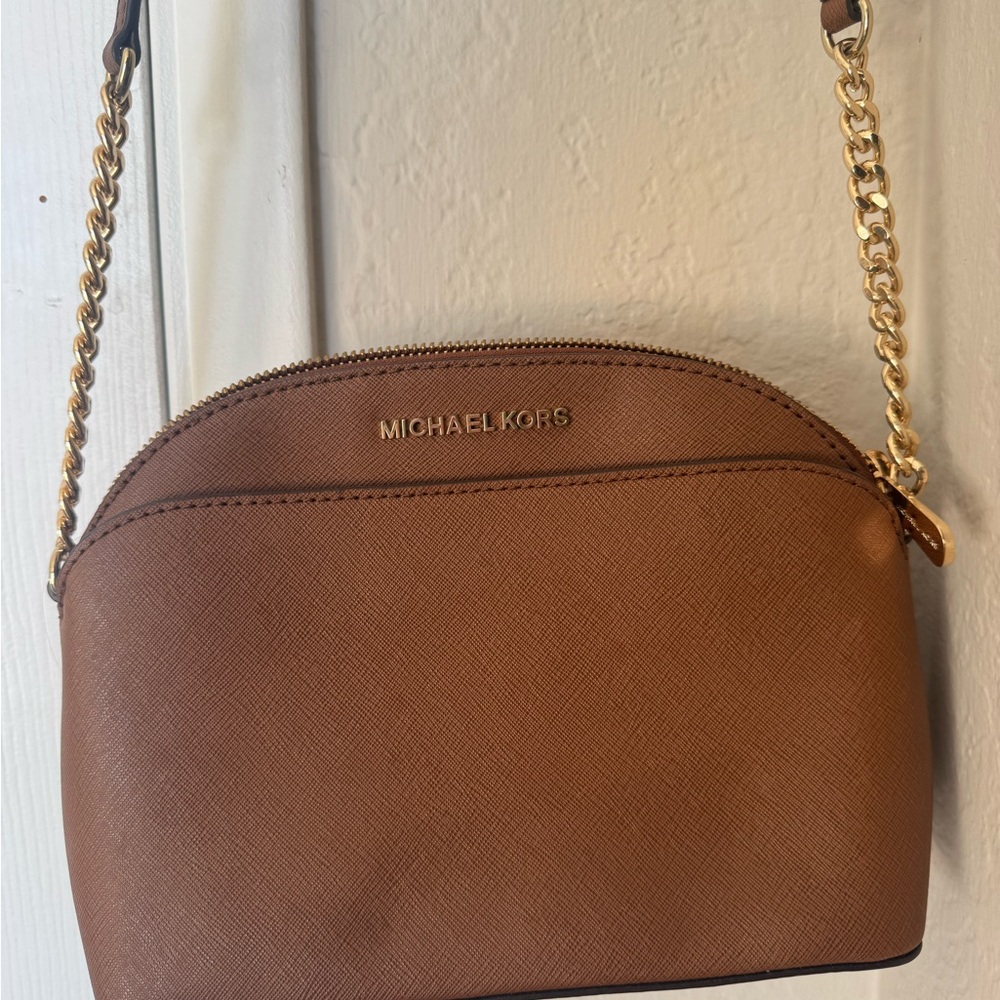 Michael Kors Brown Crossbody Bag with Gold Chain